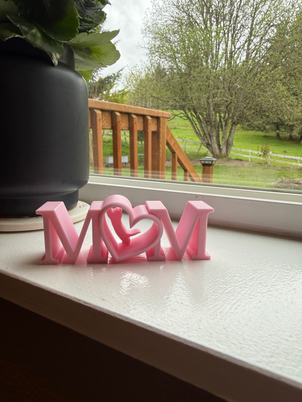 Pink Cat MOM Decorative Accent with Heart